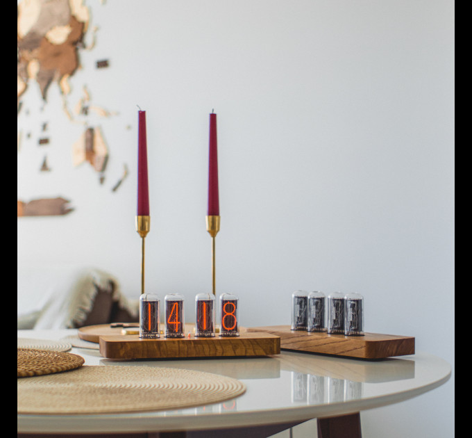 Authentic Nixie Tube Clock with Replaceable IN-18 Nixie Tubes | Motion Sensor Feature | Solid Wood Case | Visual Effects